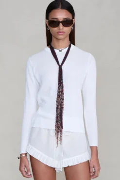 Beaded Skinny Scarf Sapphire