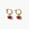 Bell Hoop Earrings Red Jasper