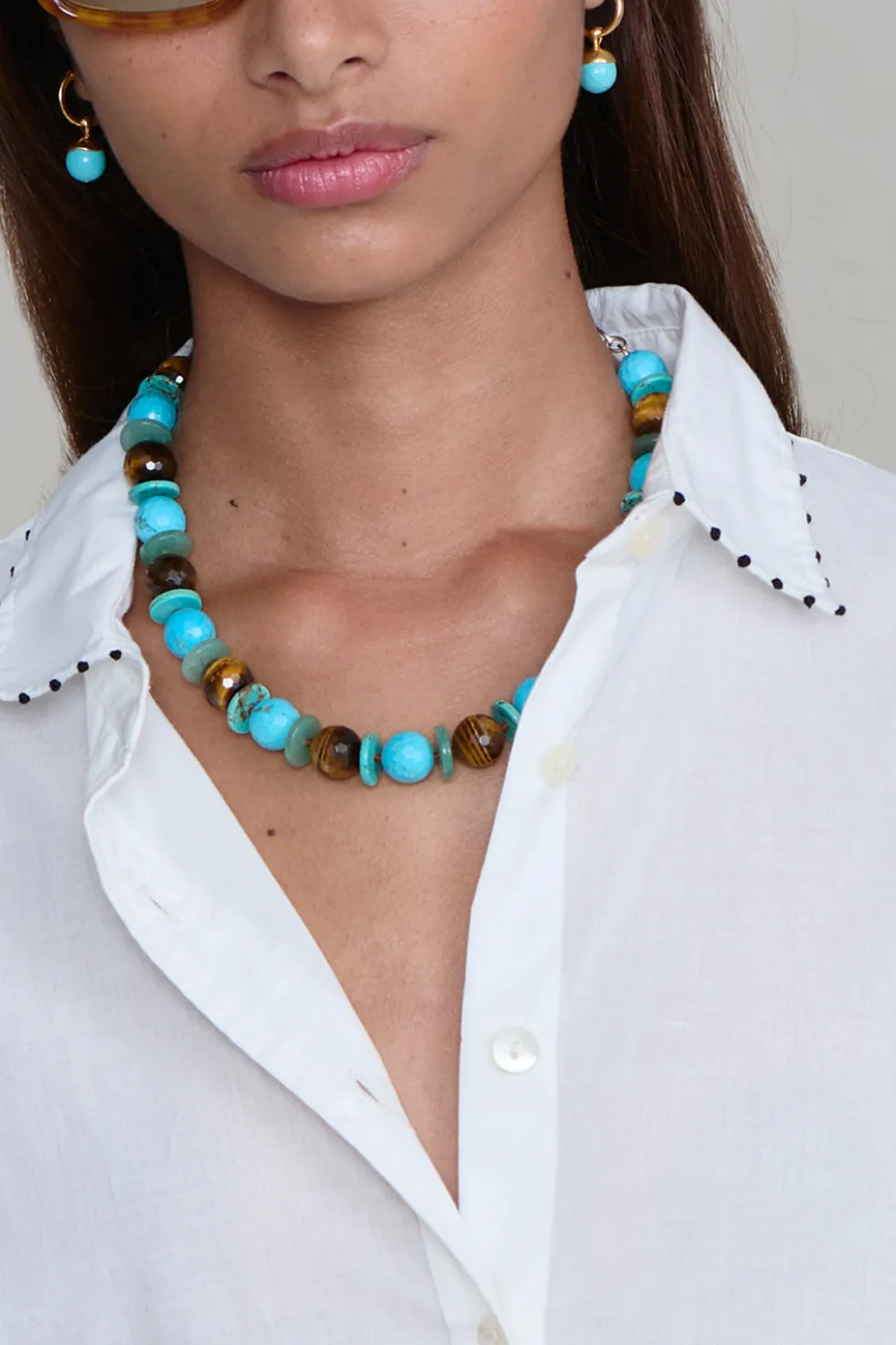 Bell Hoop Earrings Turquoise