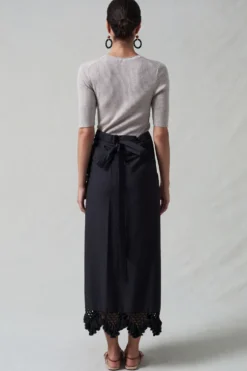 Capri Crocheted Wrap Skirt Caviar