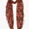 Cashmere and Silk Scarf Fired Brick Meadow Floral