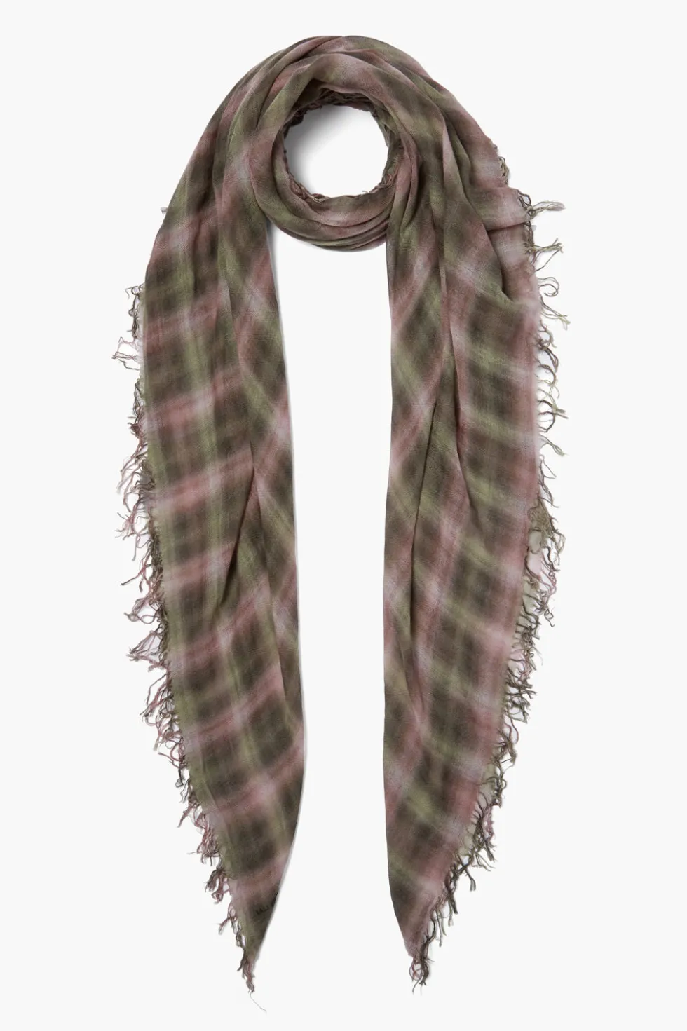 Cashmere and Silk Scarf Forest Plaid