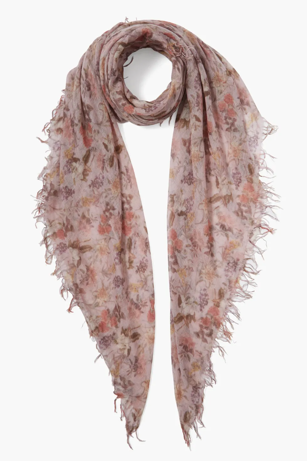 Cashmere and Silk Scarf Mauve Chalk Floral