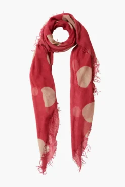 Cashmere and Silk Scarf Red Polka Dot