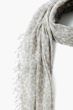 Cashmere and Silk Scarf White Leopard