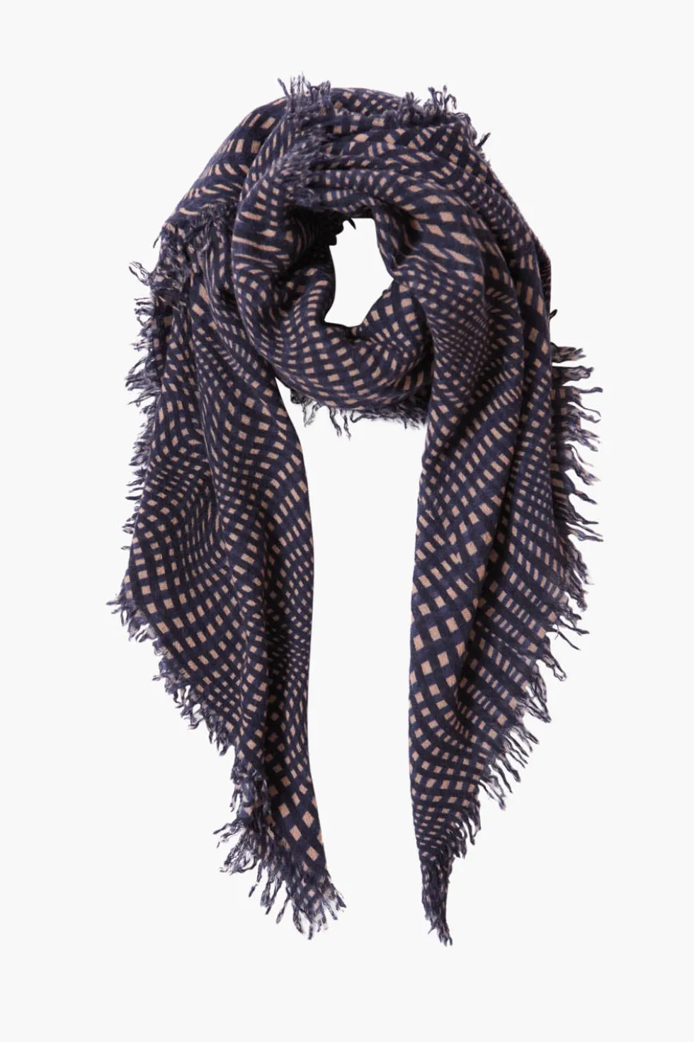 100% Cashmere Scarf Blue Warped Plaid