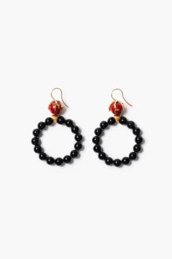 Coral Crown Hoop Earrings Onyx