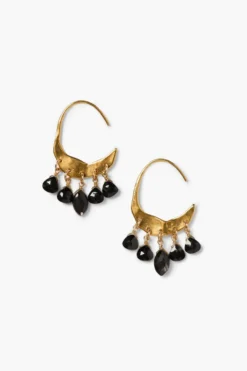 Crescent Earrings Mini Black Spinel