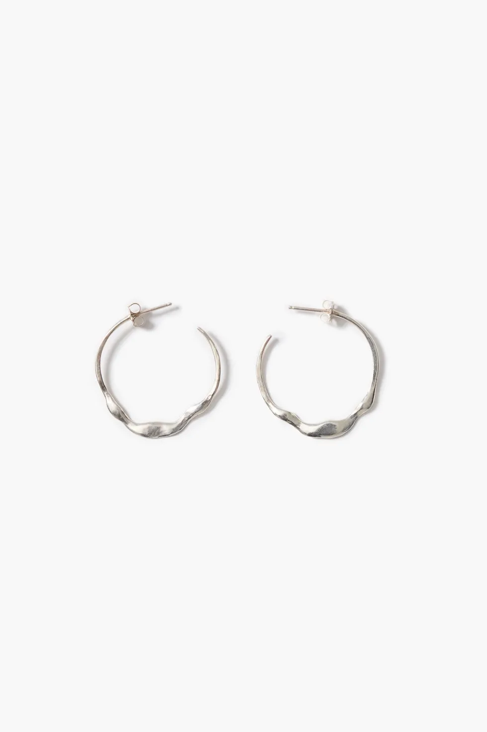 Crescent Hoop Earrings Silver