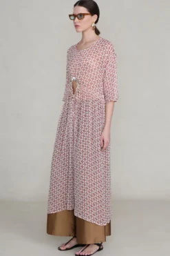 Cutout Sequin Chiffon Tunic Pink Sand