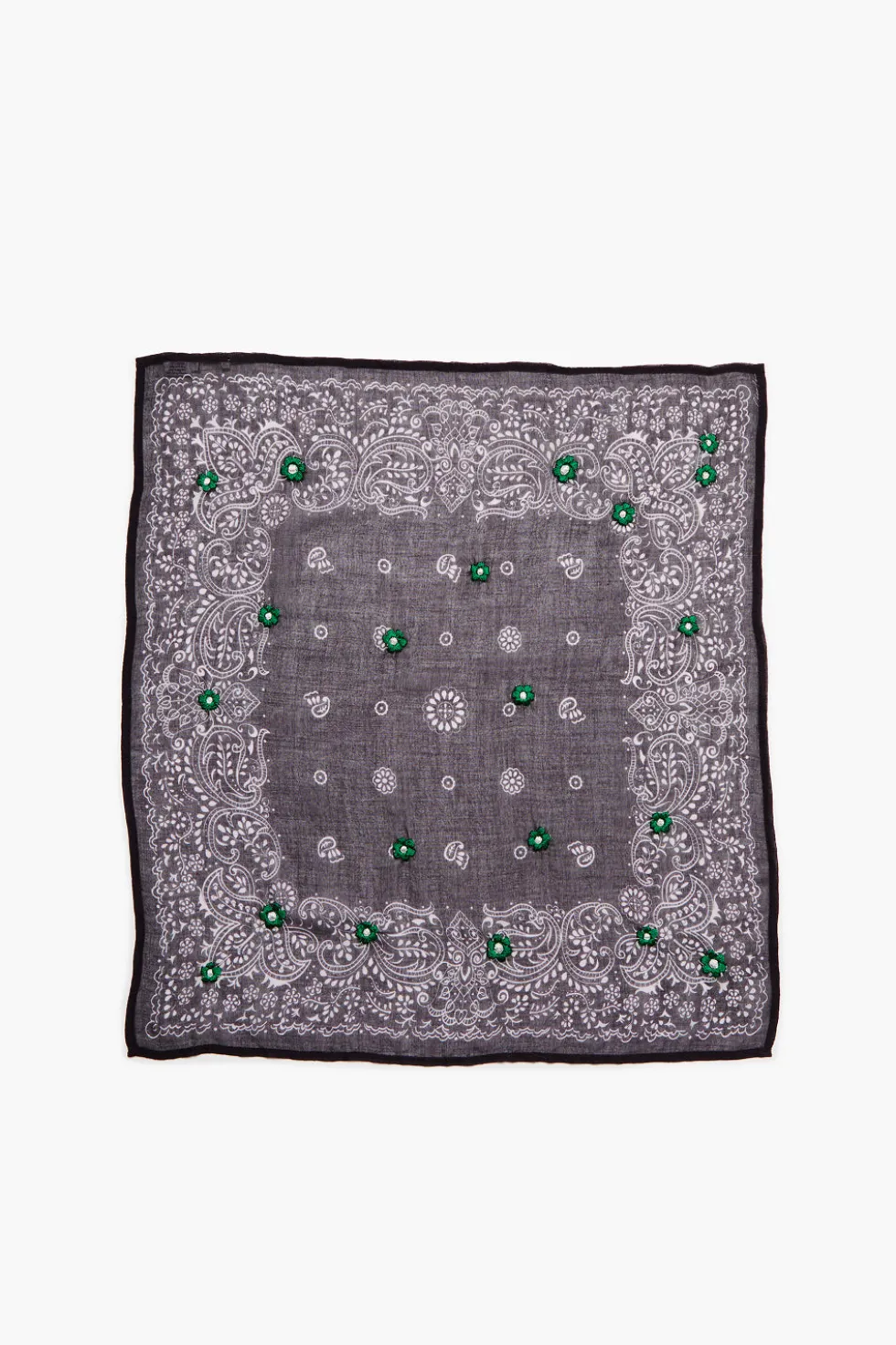 Daisy Embroidered Bandana Black