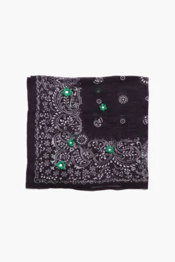 Daisy Embroidered Bandana Black