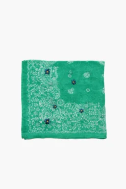 Daisy Embroidered Bandana Jade Green