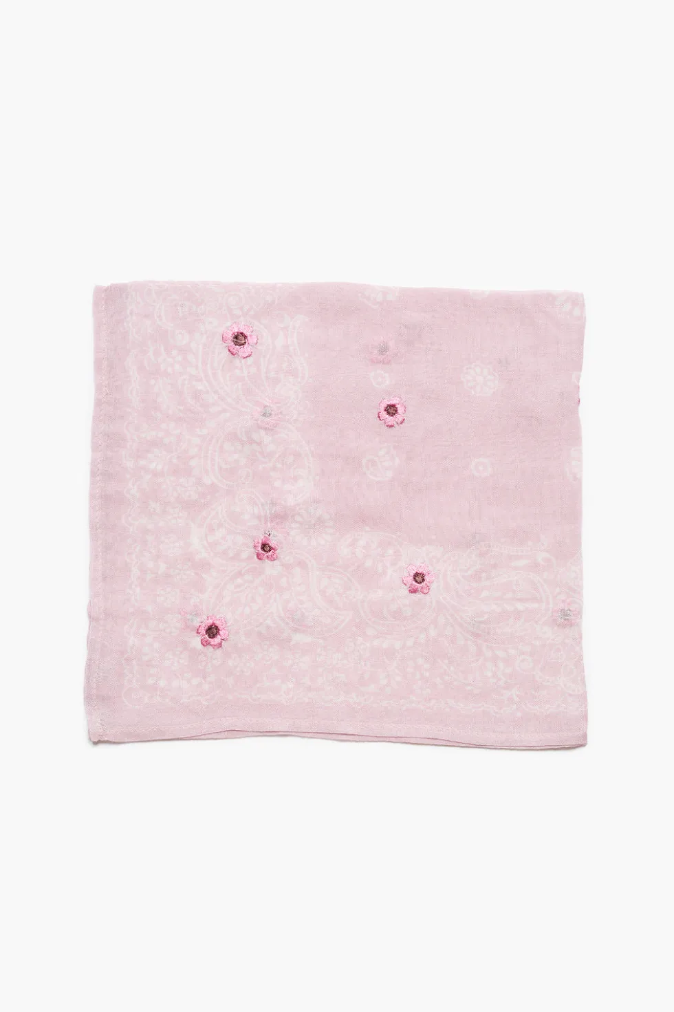 Daisy Embroidered Bandana Pink