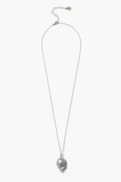 Diamond Baroque Necklace Grey Pearl