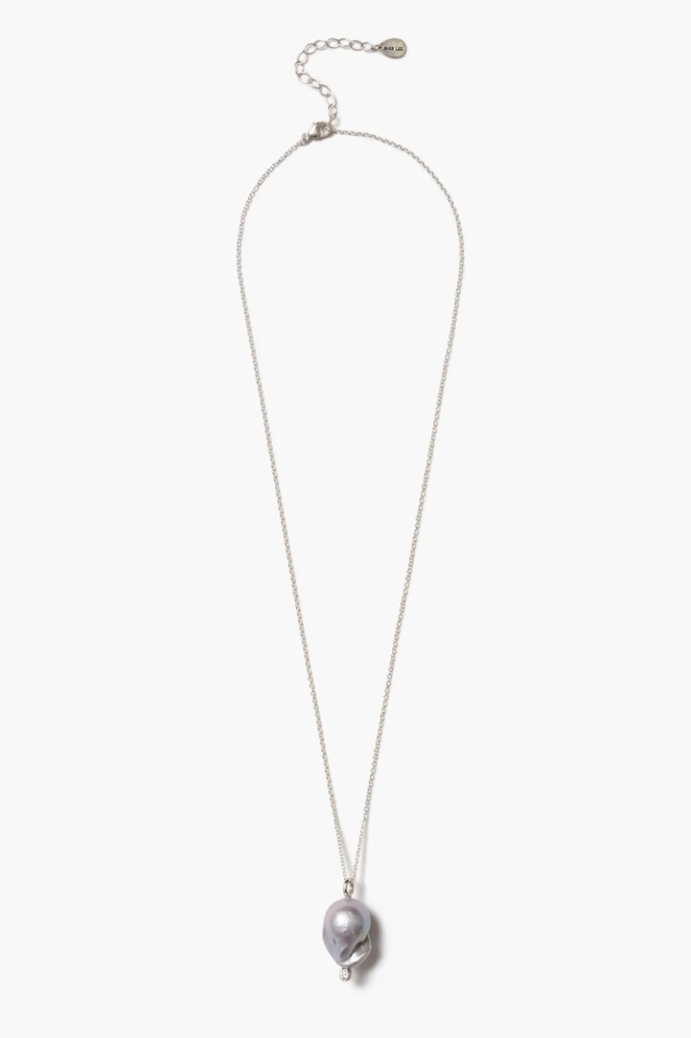 Diamond Baroque Necklace Grey Pearl
