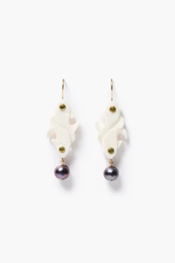 Double Koi Pearl Drop Earrings Peridot