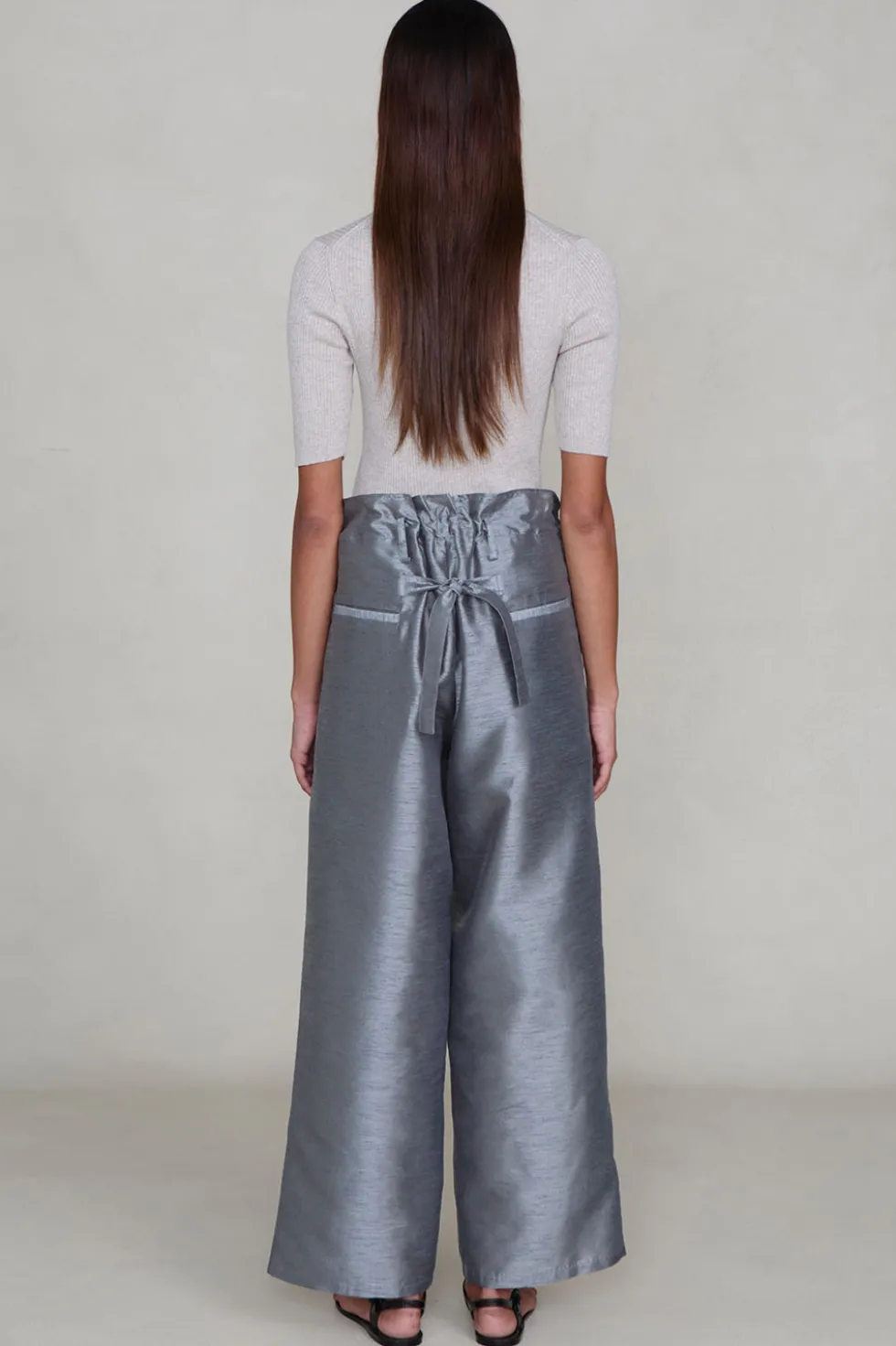 Dupioni Straight Leg Pant Steel