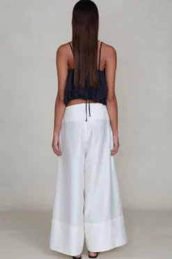 Dupioni Ultra Wide Leg Trouser White