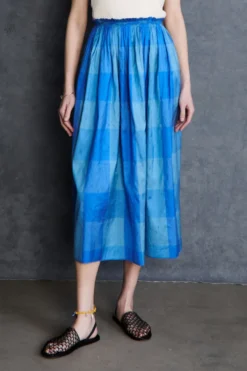 Elsa Silk Ballet Skirt Blue Check