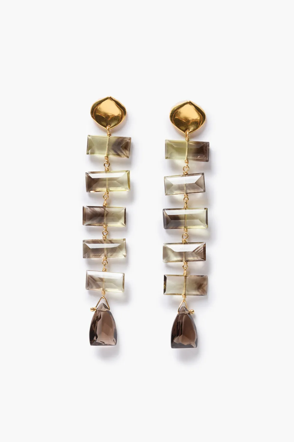 Fishbone Tiered Earrings Quartz