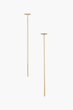 Gold Bar Chain Thread Earrings