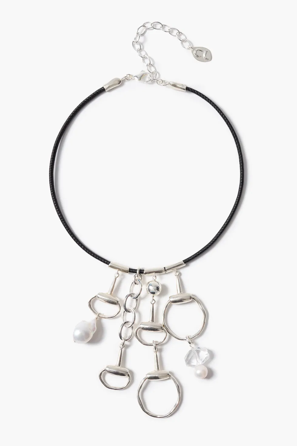 Horsebit Charm Necklace Silver
