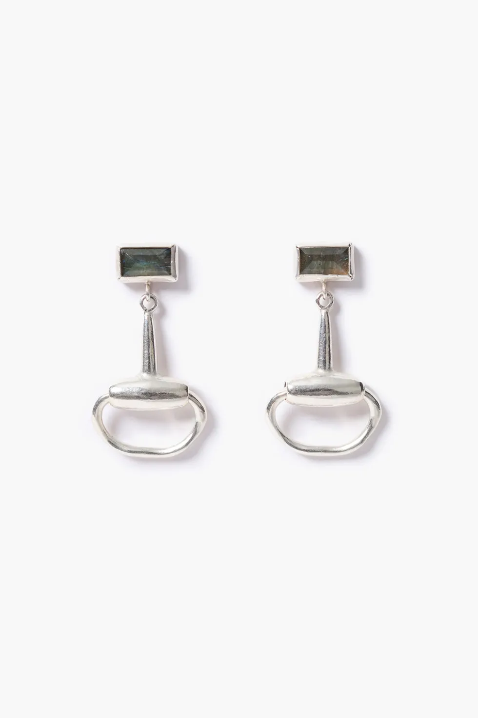 Horsebit Drop Earrings Labradorite