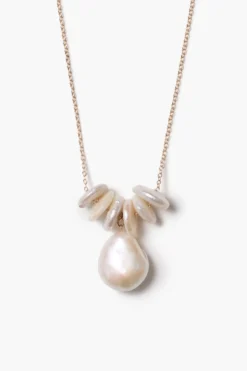 14k Abacus Necklace White Pearl