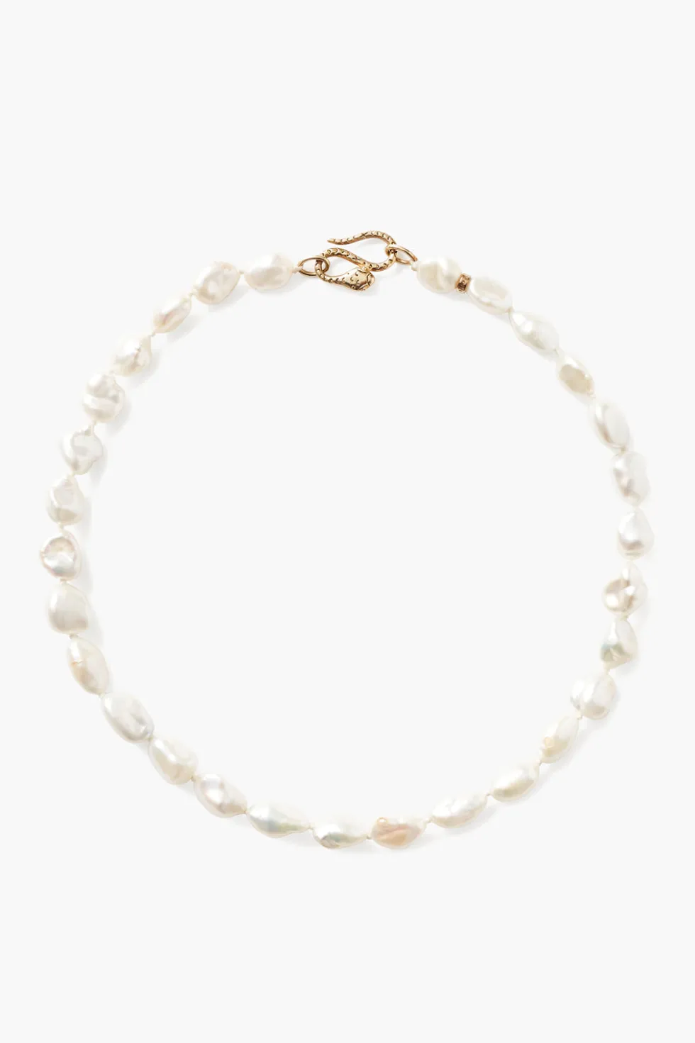 Keshi Pearl Cobra Necklace White