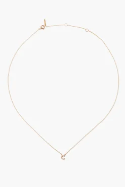 14k Gold and White Diamond Initial Necklace