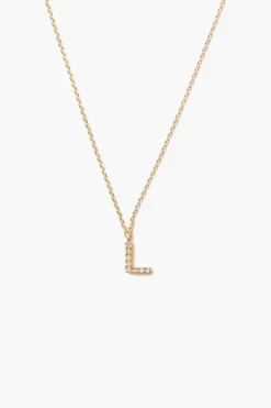 14k Gold and White Diamond Initial Necklace
