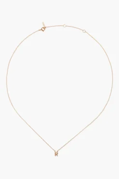 14k Gold and White Diamond Initial Necklace