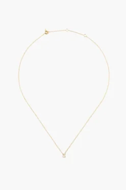 14k Gold and White Diamond Initial Necklace