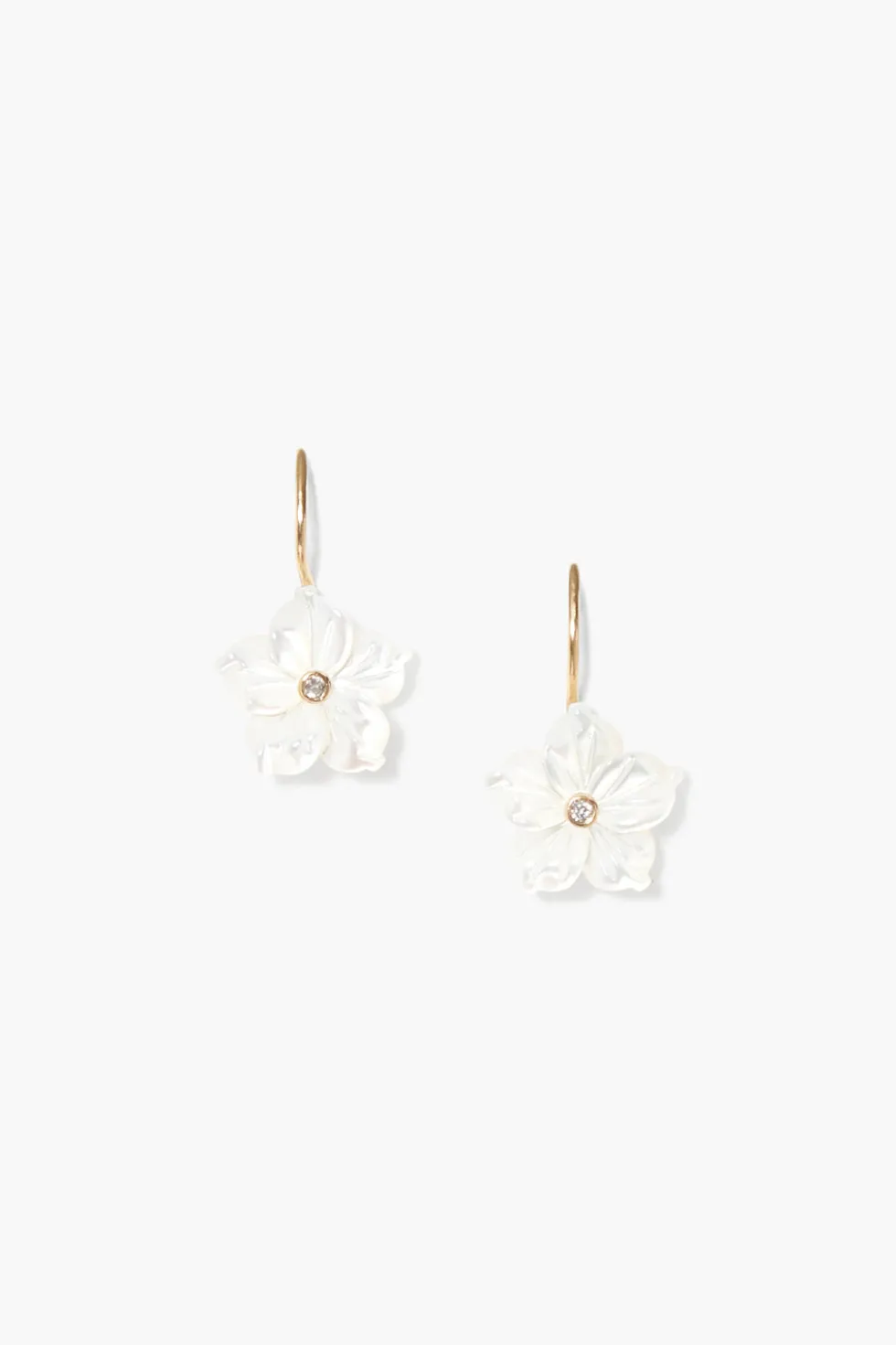 14k Plumeria Earrings White MOP