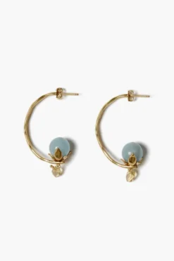 Lotus Hoop Earrings Aquamarine
