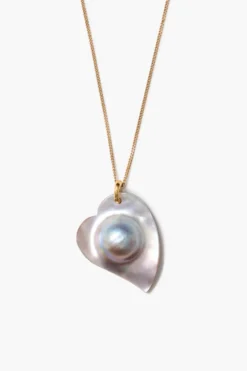Mabe Heart Necklace Grey Pearl
