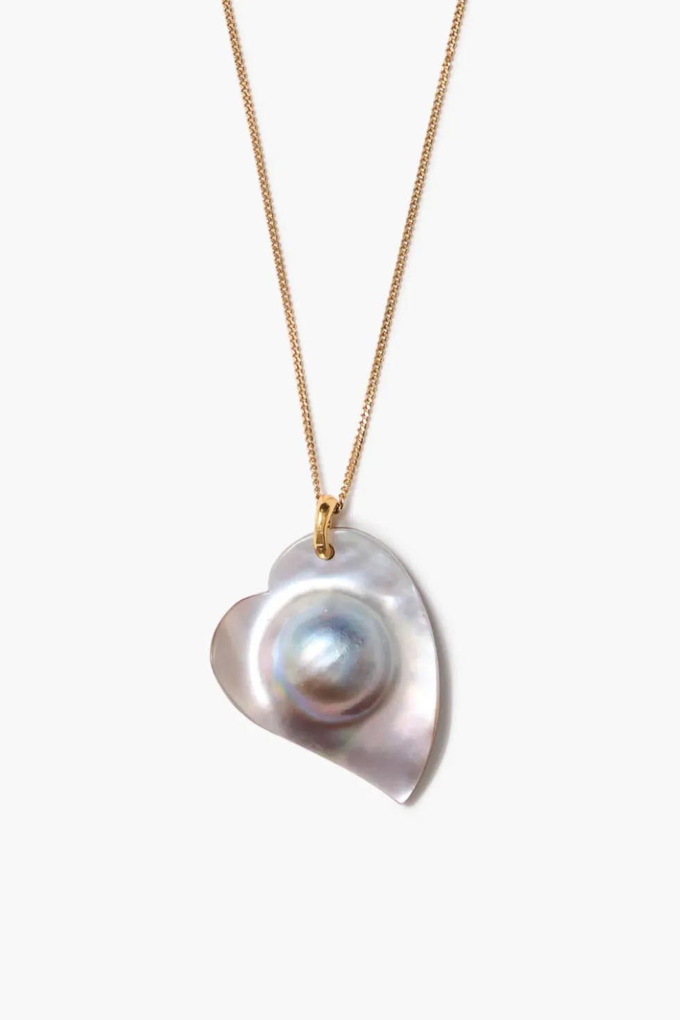 Mabe Heart Necklace Grey Pearl
