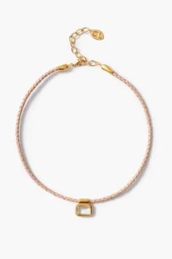 Marfa Braided Leather Necklace Green Amethyst