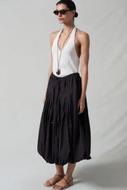 Million Pleats Bubble Skirt Black