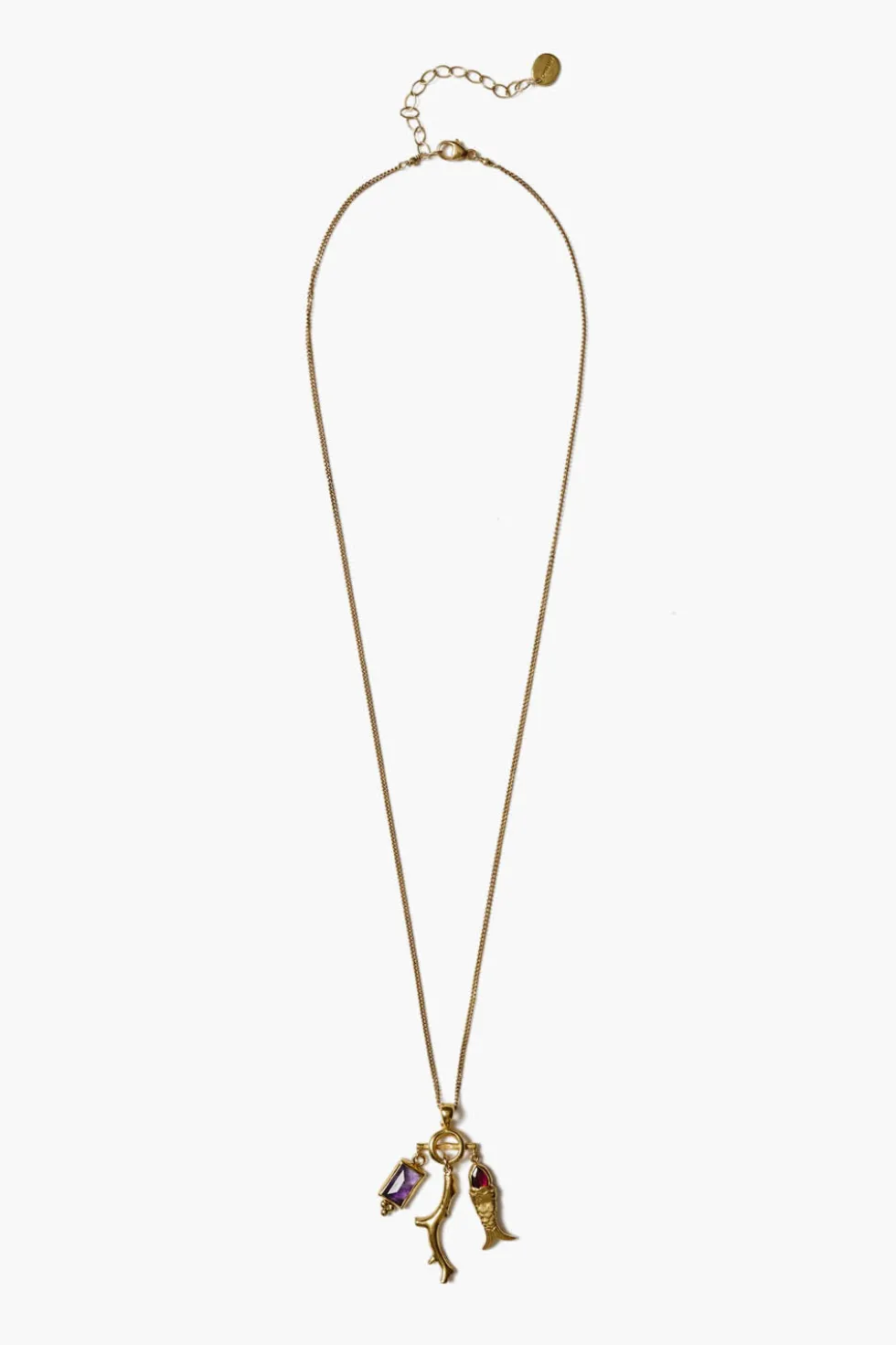Mini Koi Charm Necklace Gold Mix