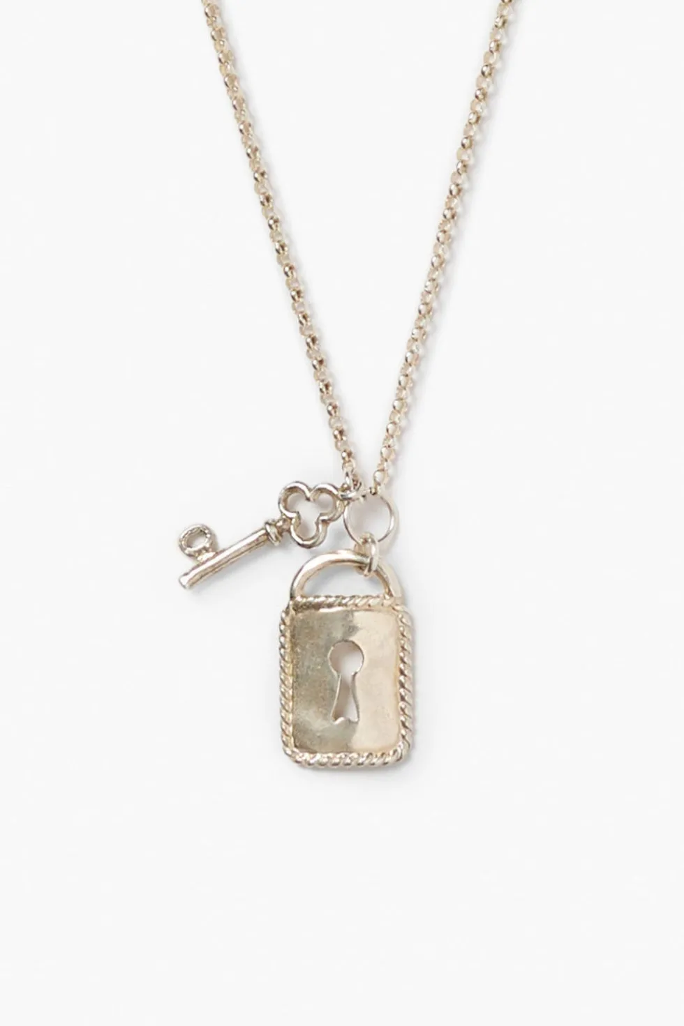 Mini Padlock Necklace Silver