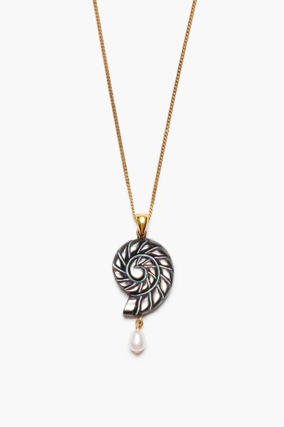 Nautilus Pendant Necklace Black MOP
