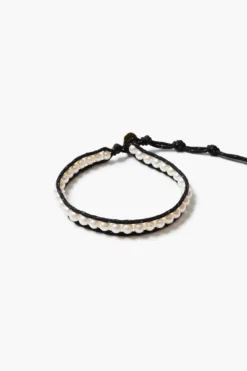 Paracord Wrap Anklet White Pearl