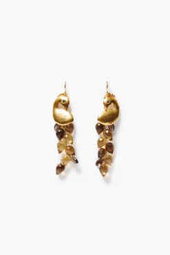 Peacock Chandelier Earrings Whiskey Quartz