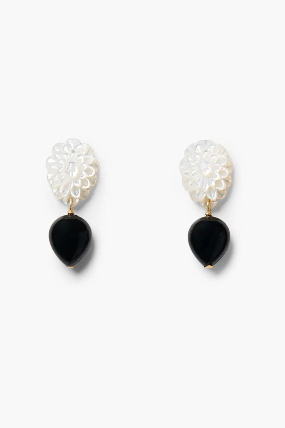 Peony Drop Earrings White MOP