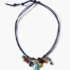 Romy Leather Charm Necklace Blue