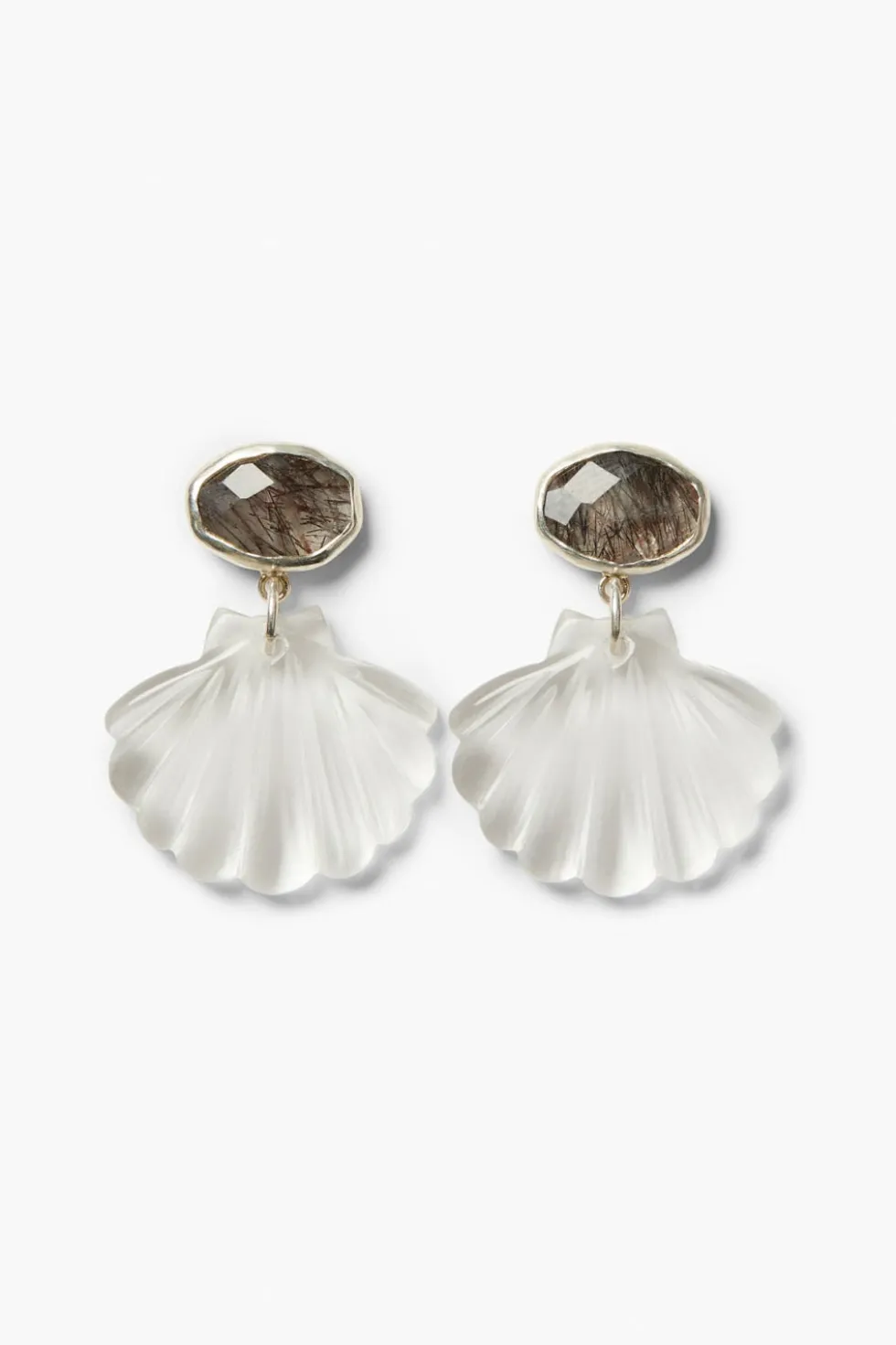 Scallop Earrings Clear Quartz