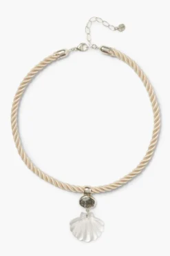 Scallop Twist Cord Necklace Clear Quartz