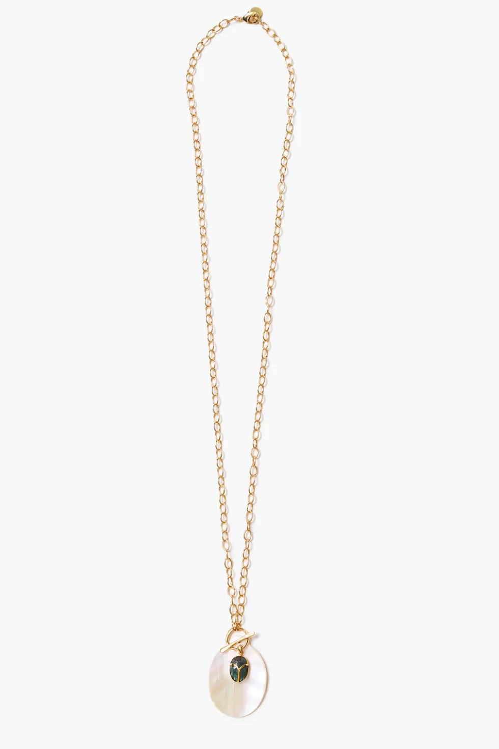 Scarab Toggle Necklace White MOP